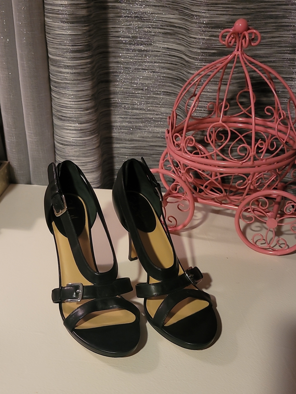Cole Haan Black Strappy Buckle High Heel Sandals